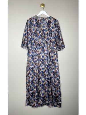 PBO str. 40 <br/> mønstret silkekjole