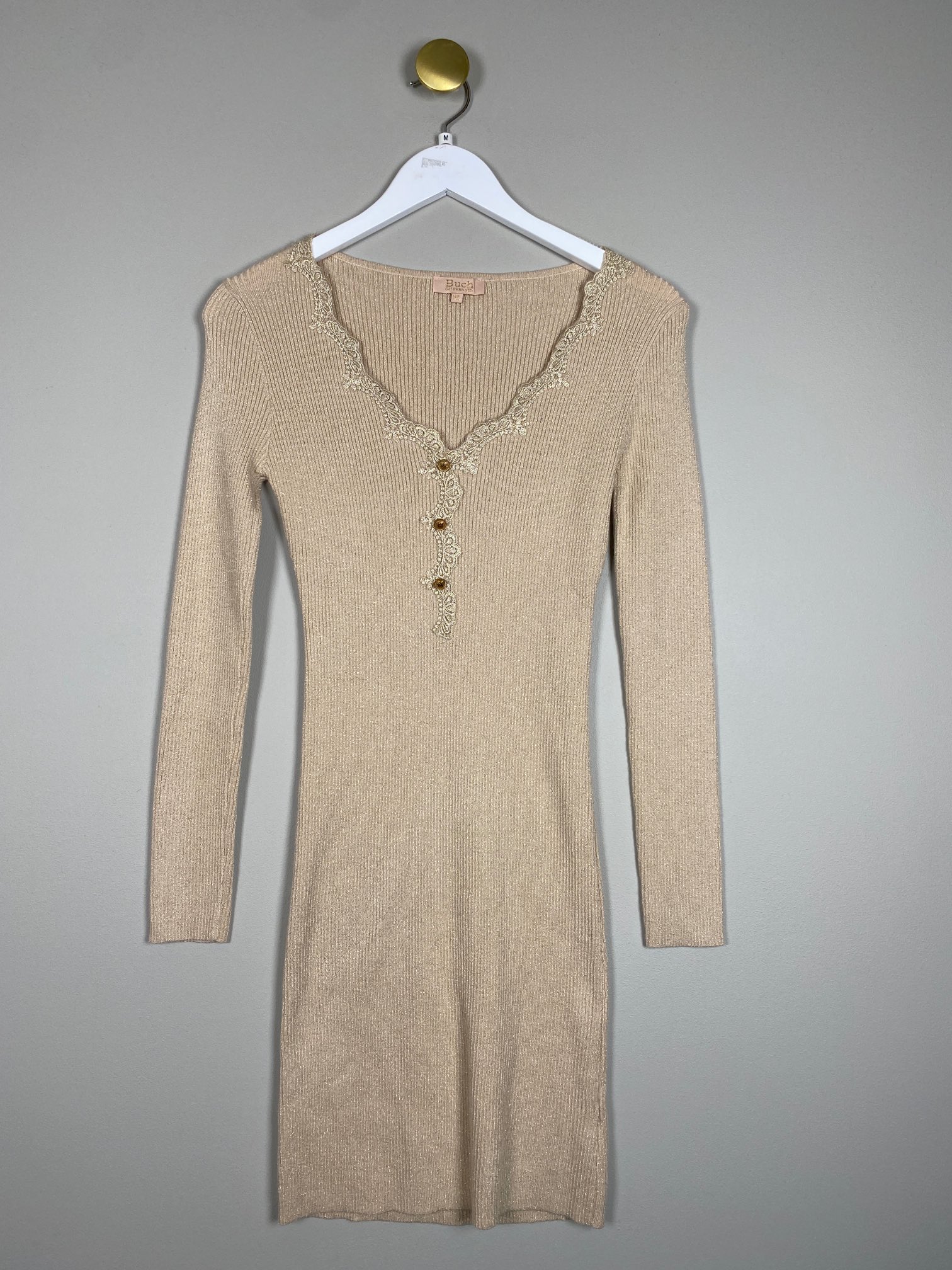 Buch CPH str. M <br/> beige kjole med glimmer