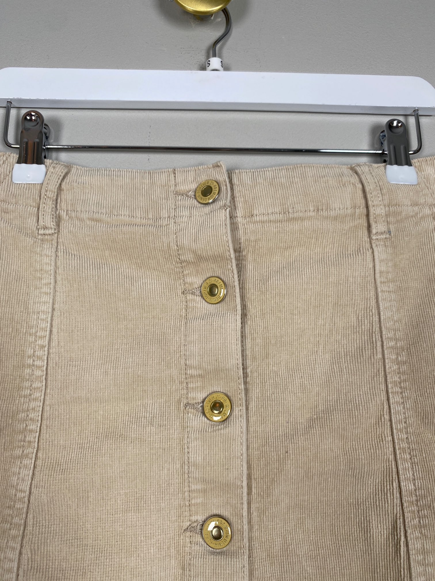 Forever 21 str. S <br/> kort fløjlsnederdel, beige - Billede 2