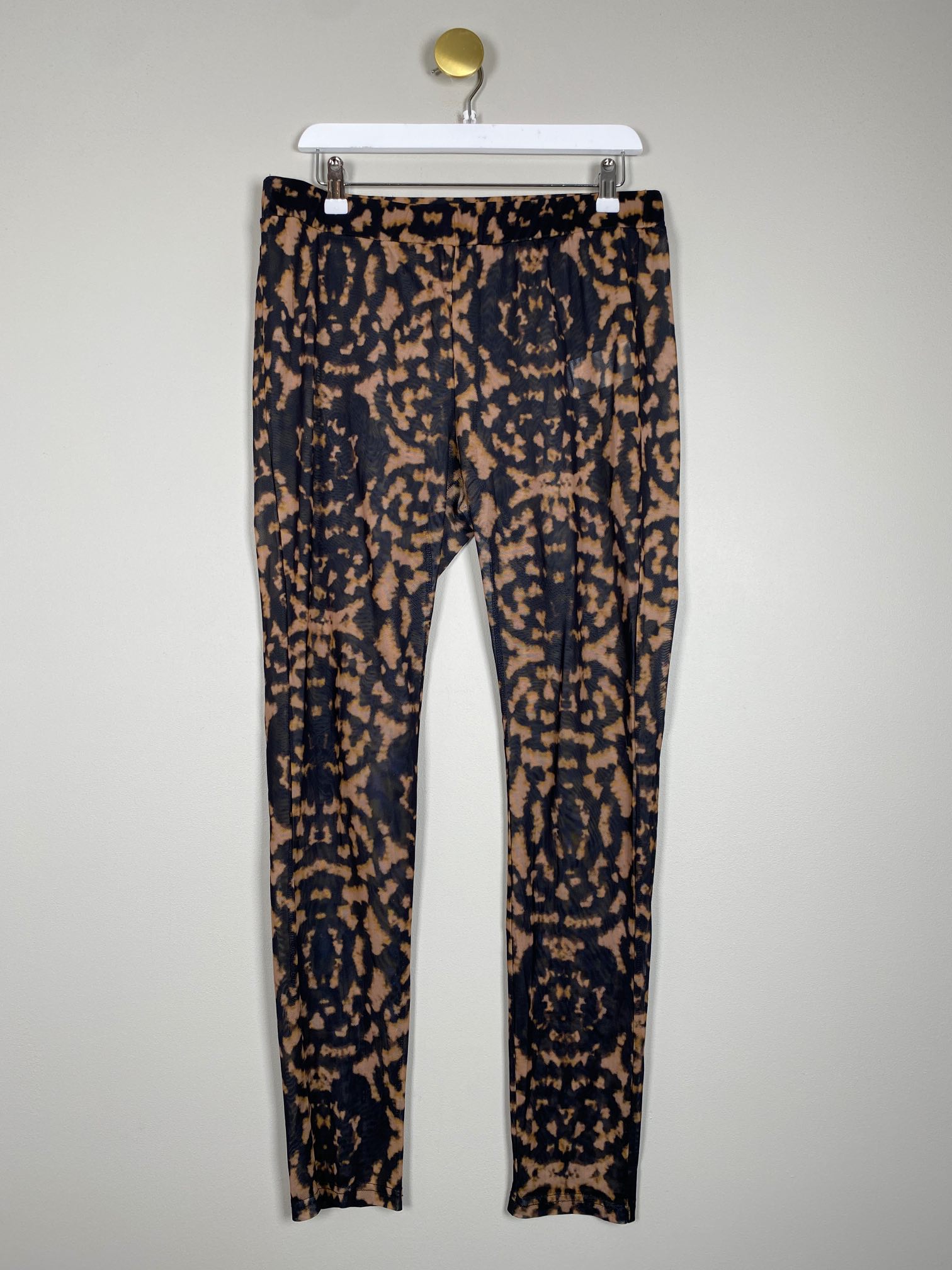 Sofie Schnoor str. XL <br/> brun/sort mønstret meshbukser