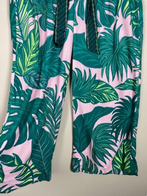 Lollys Laundry str. L <br/> lyserøde bukser med palmeblade