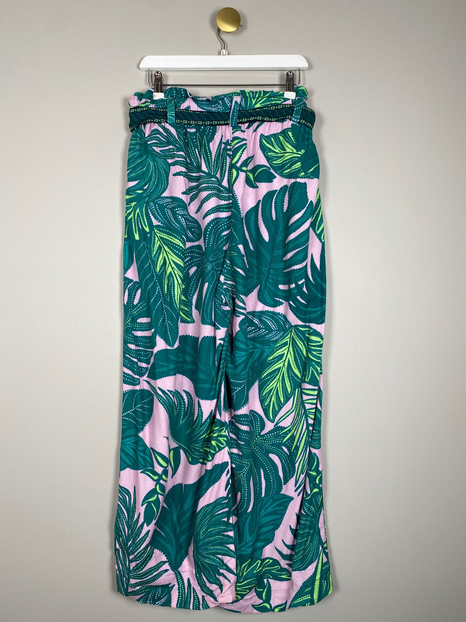 Lollys Laundry str. L <br/> lyserøde bukser med palmeblade - Billede 3