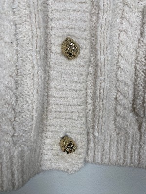 Second Female str. L <br/> kort strikcardigan, beige