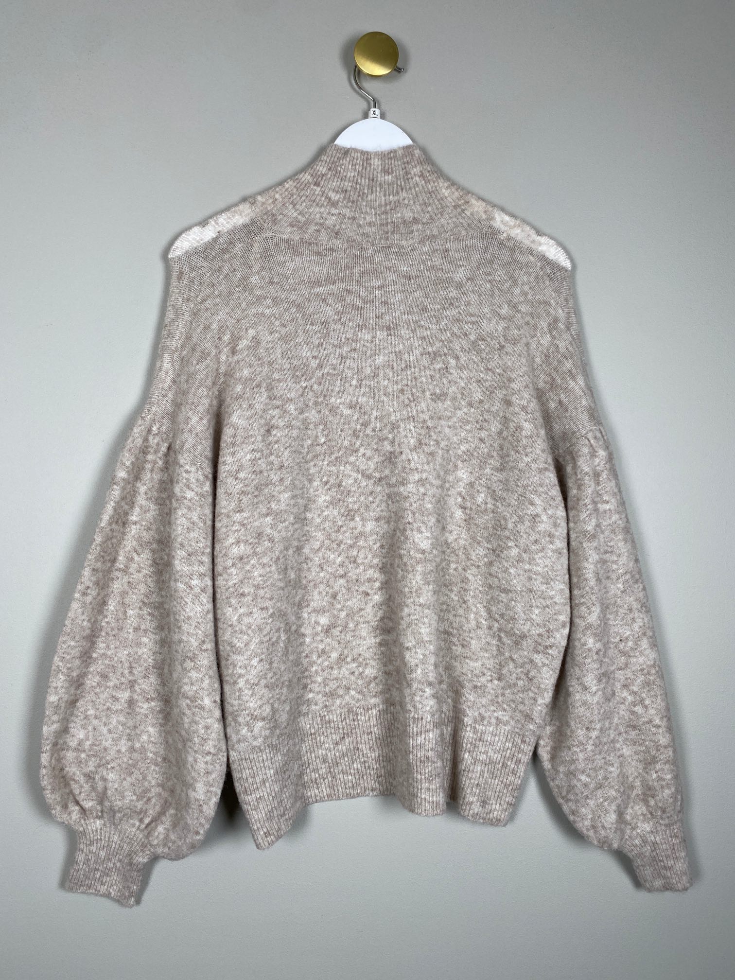 Second Female str. XL <br/> beige strik med pufærmer - Billede 3