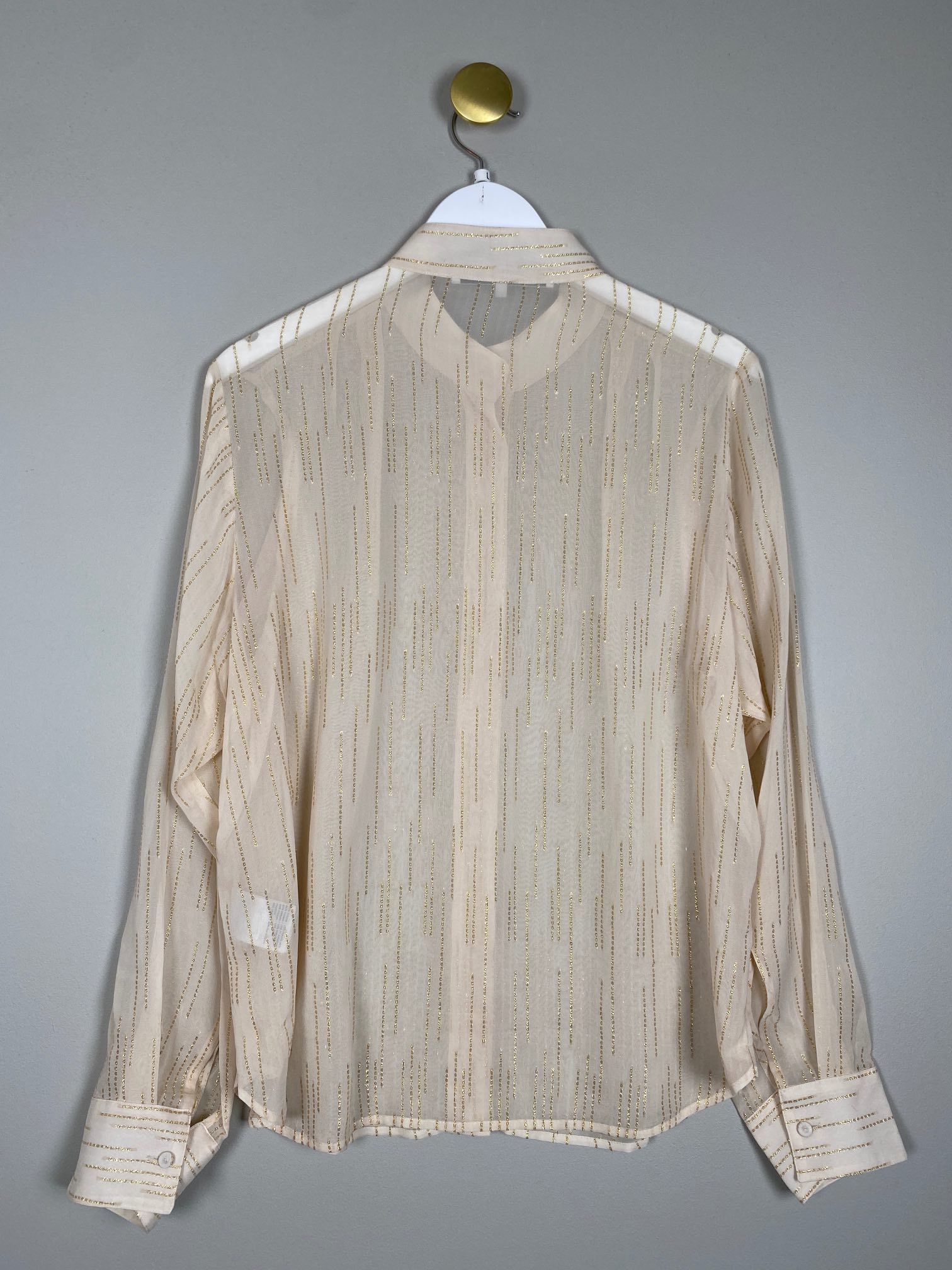 Second Female str. L <br/> beige skjorte med guldstriber - Billede 3