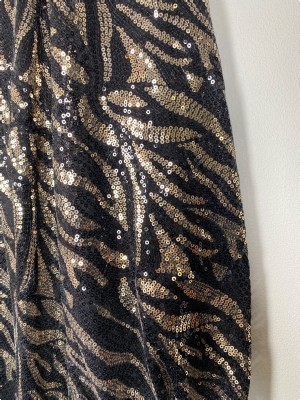 La Strada Unica str. XL <br/> lang sort kjole med pailletter
