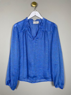 Neo Noir str. M <br/> blå bluse med mønster