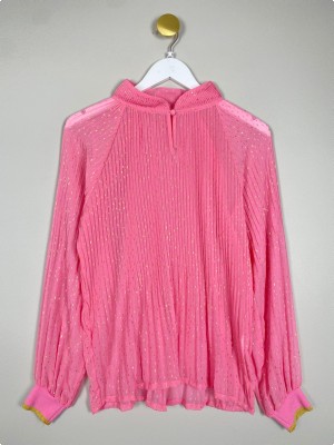 Rue de Femme str. M <br/> pink bluse med guldmønster