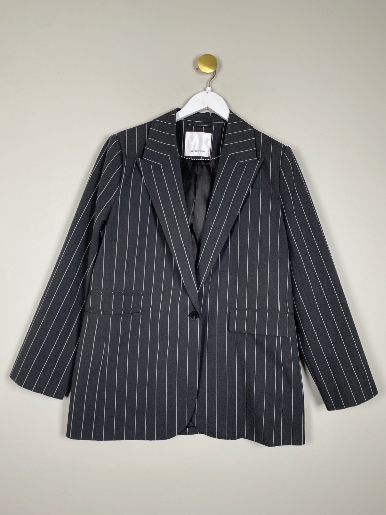 Co'Couture str. L <br/> grå blazer med striber