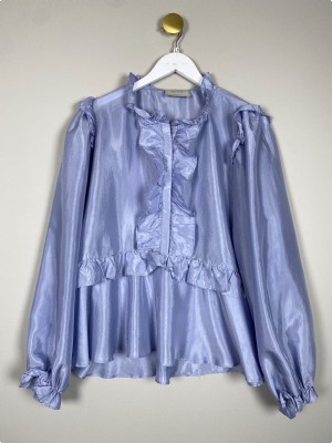 Neo Noir str. XL <br/> blå bluse med flæser