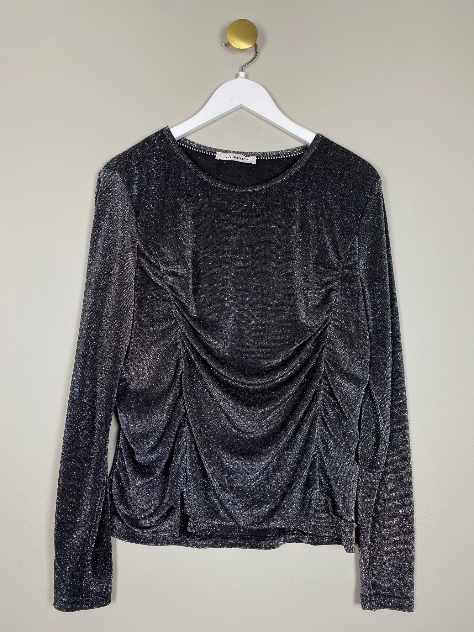 Co'Couture str. XL <br/> sort glimmerbluse