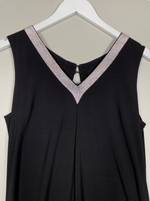 Michaela Louisa str. M <br/> sort festkjole med rhinsten