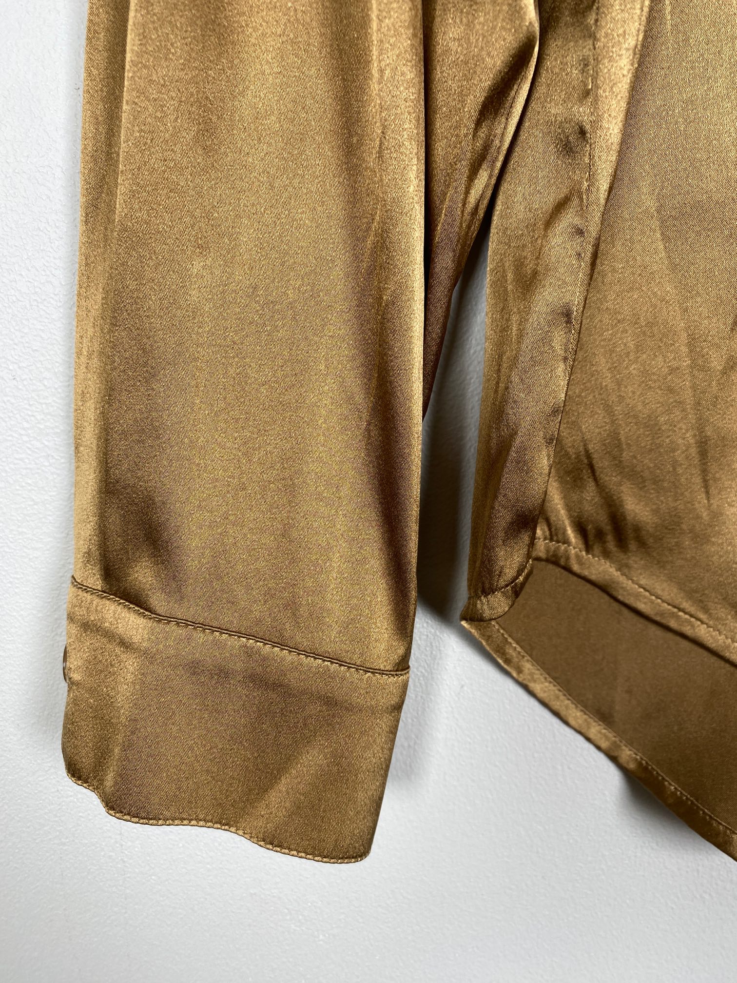 Sand str. 40 <br/> bronzefarvet silkeskjorte - Billede 2