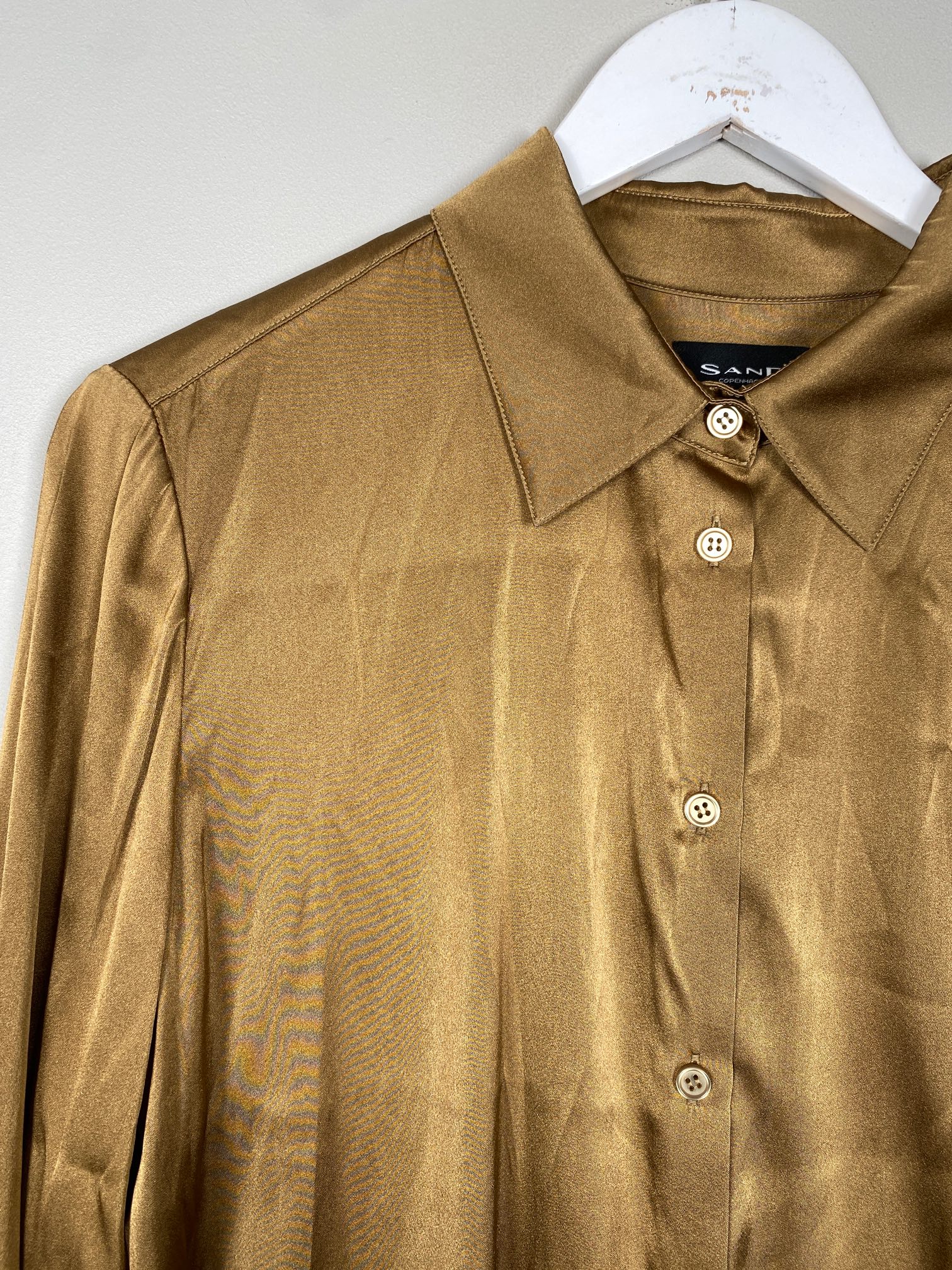Sand str. 40 <br/> bronzefarvet silkeskjorte - Billede 4