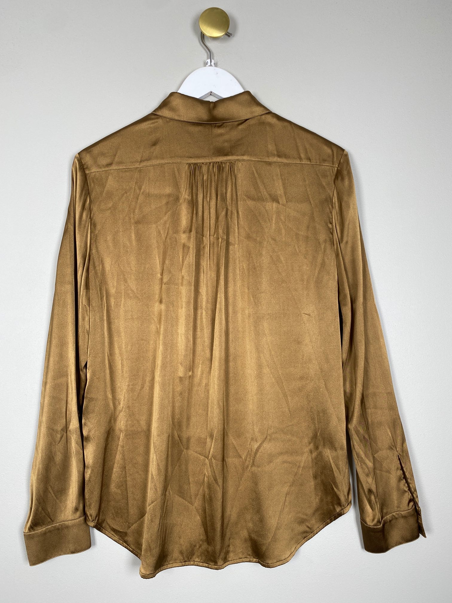 Sand str. 40 <br/> bronzefarvet silkeskjorte - Billede 3