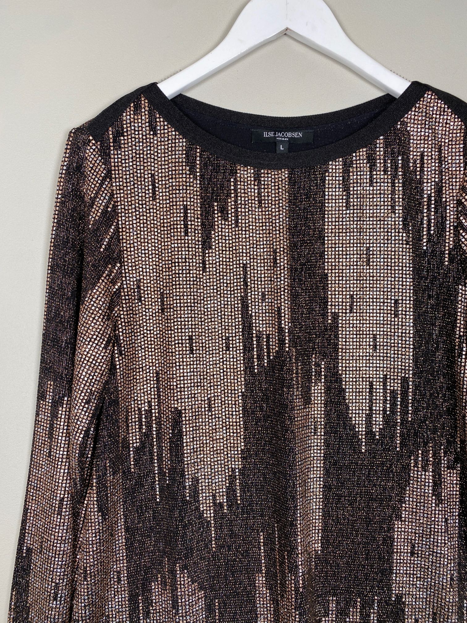 Ilse Jacobsen str. L <br/> bronze glimmerbluse - Billede 2