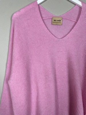Mos Mosh str. L <br/> pink strik i uld/alpaka blanding
