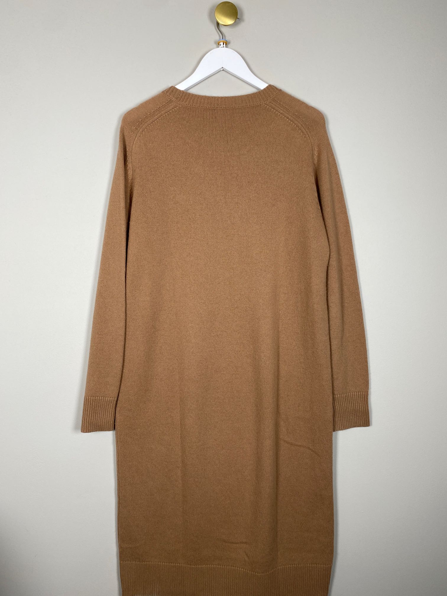 MaxMara str. M <br/> lang brun uldkjole med logo foran - Billede 3