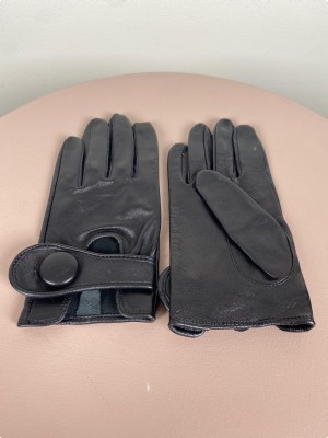 Skindhandsker <br/b> sorte med fin knapdetalje