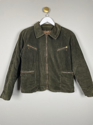Isa Villani str. 42 <br/b> grøn fløjl riflet jakke