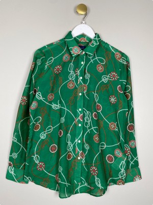 Gant str. 40 <br/> grøn skjorte med mønster