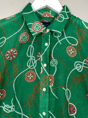 Gant str. 40 <br/> grøn skjorte med mønster