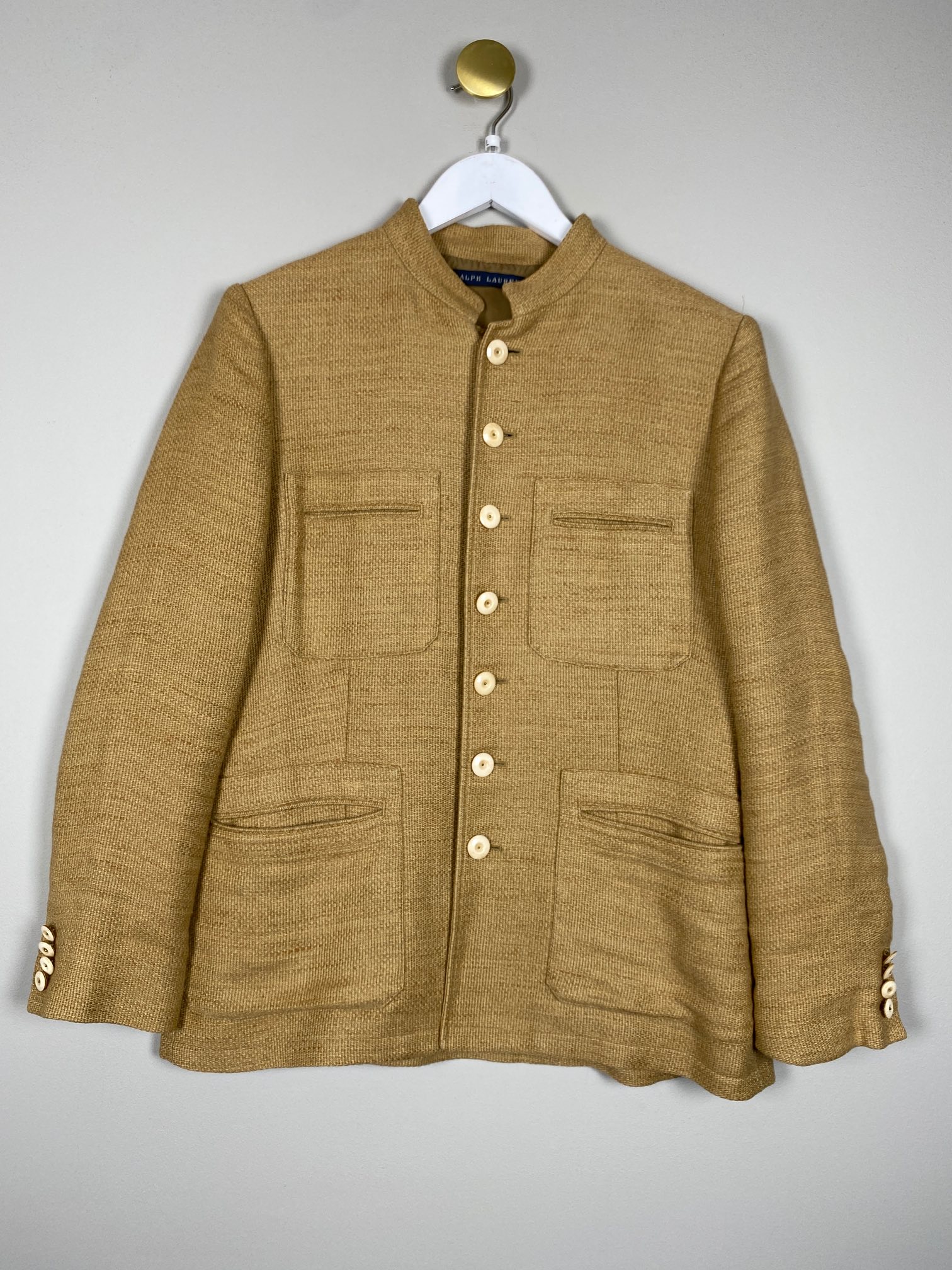 Ralph Lauren str. L <br/> karrygul hørjakke