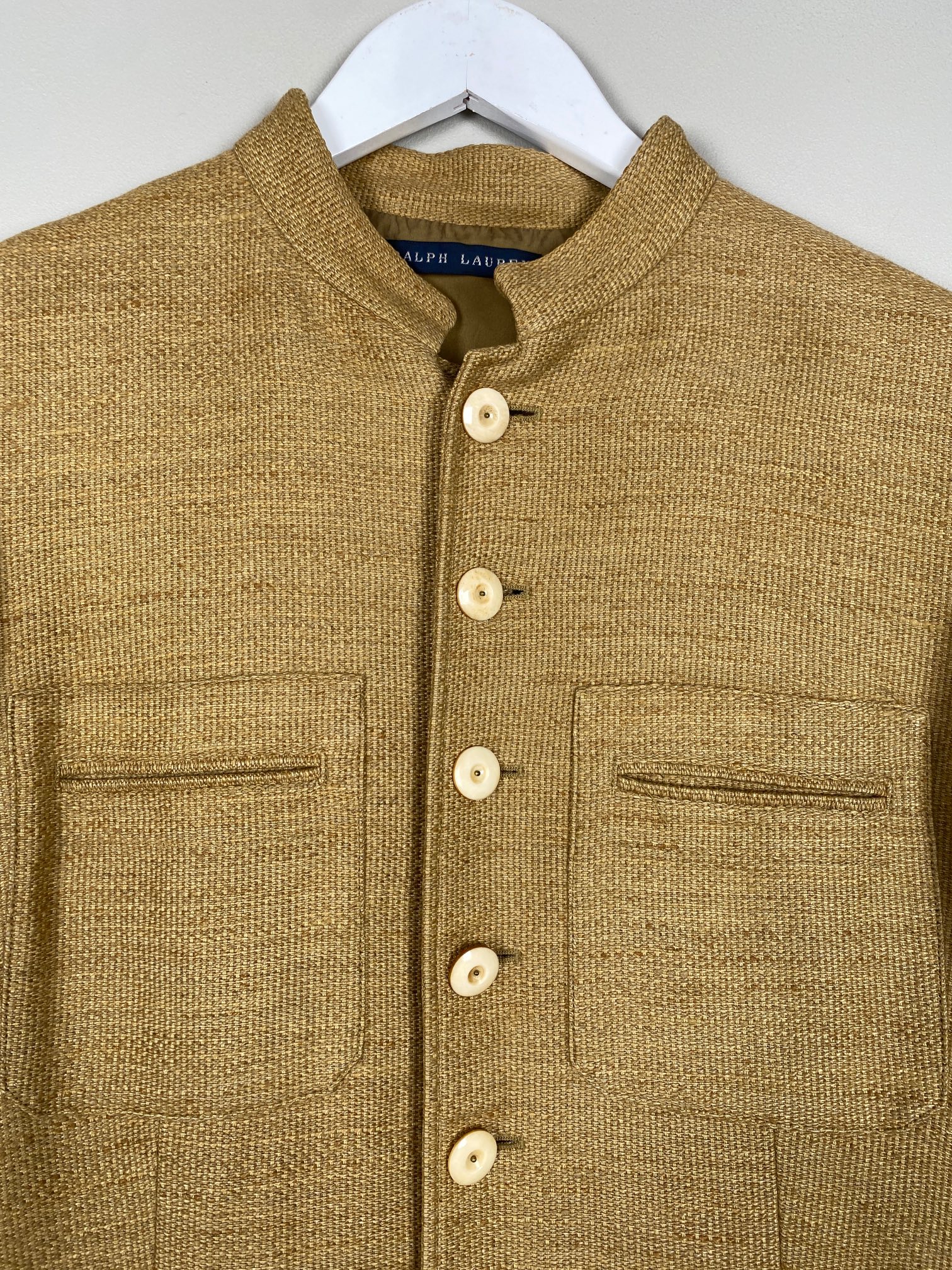 Ralph Lauren str. L <br/> karrygul hørjakke - Billede 2