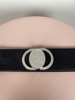 Sort elastisk bælte med glimmerdetalje