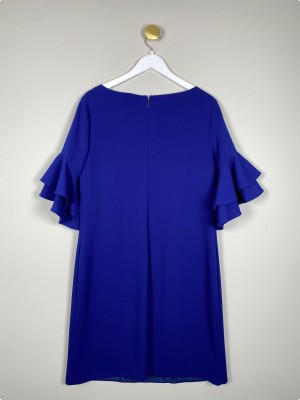 Lauren Ralph Lauren str. L <br/b> blå kjole med flæseærmer