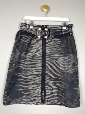 Airfield str. 42 <br/b> mørk nederdel med sølv zebraprint