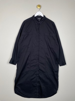 Monkl str. L <br/b> sort skjortekjole