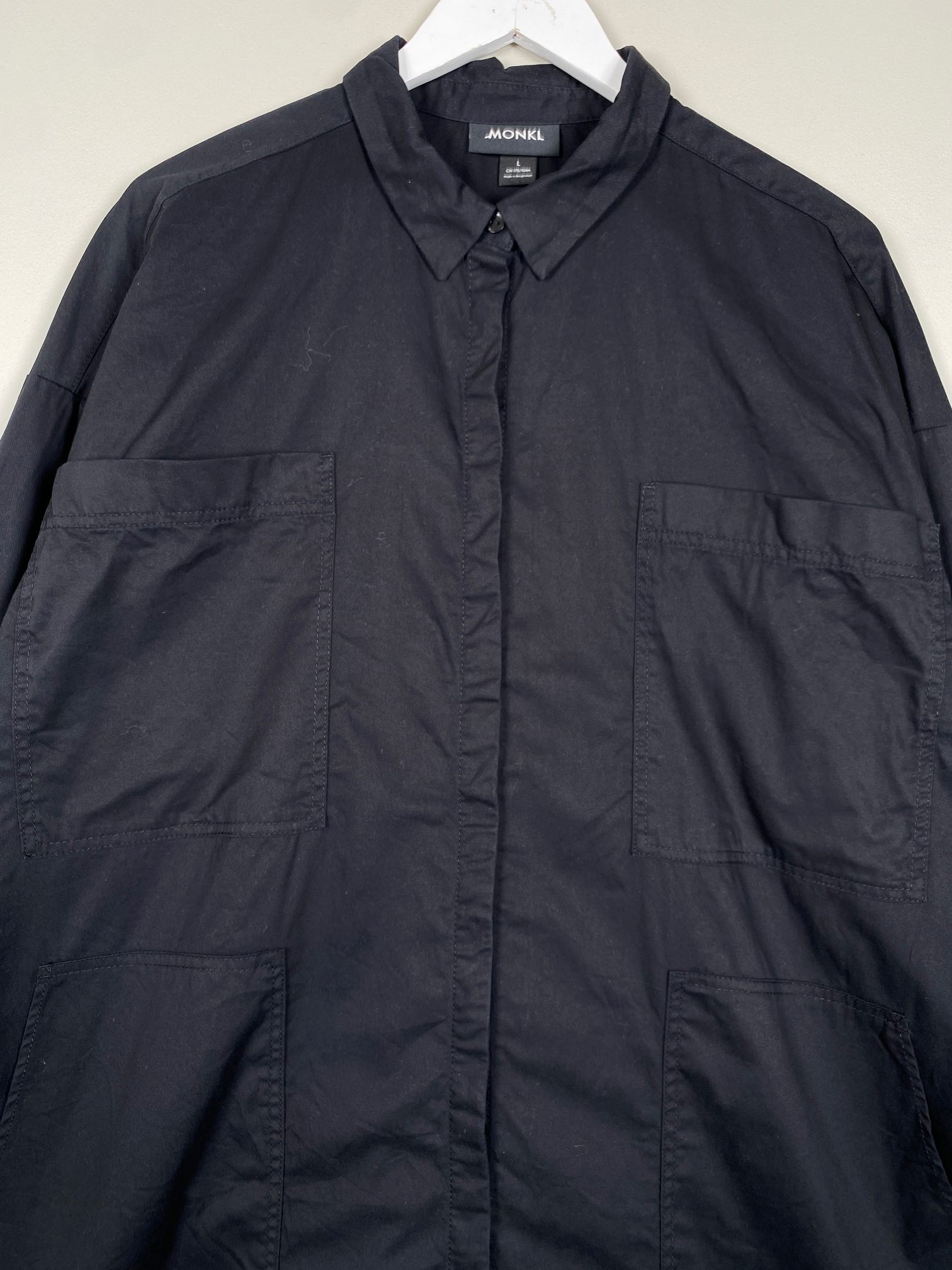 Monkl str. L <br/b> sort skjortekjole - Billede 2