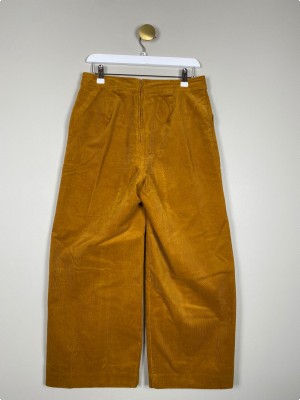 ICHI str. 38 <br/b> karrygul fløjlsbuks med vidde i ben
