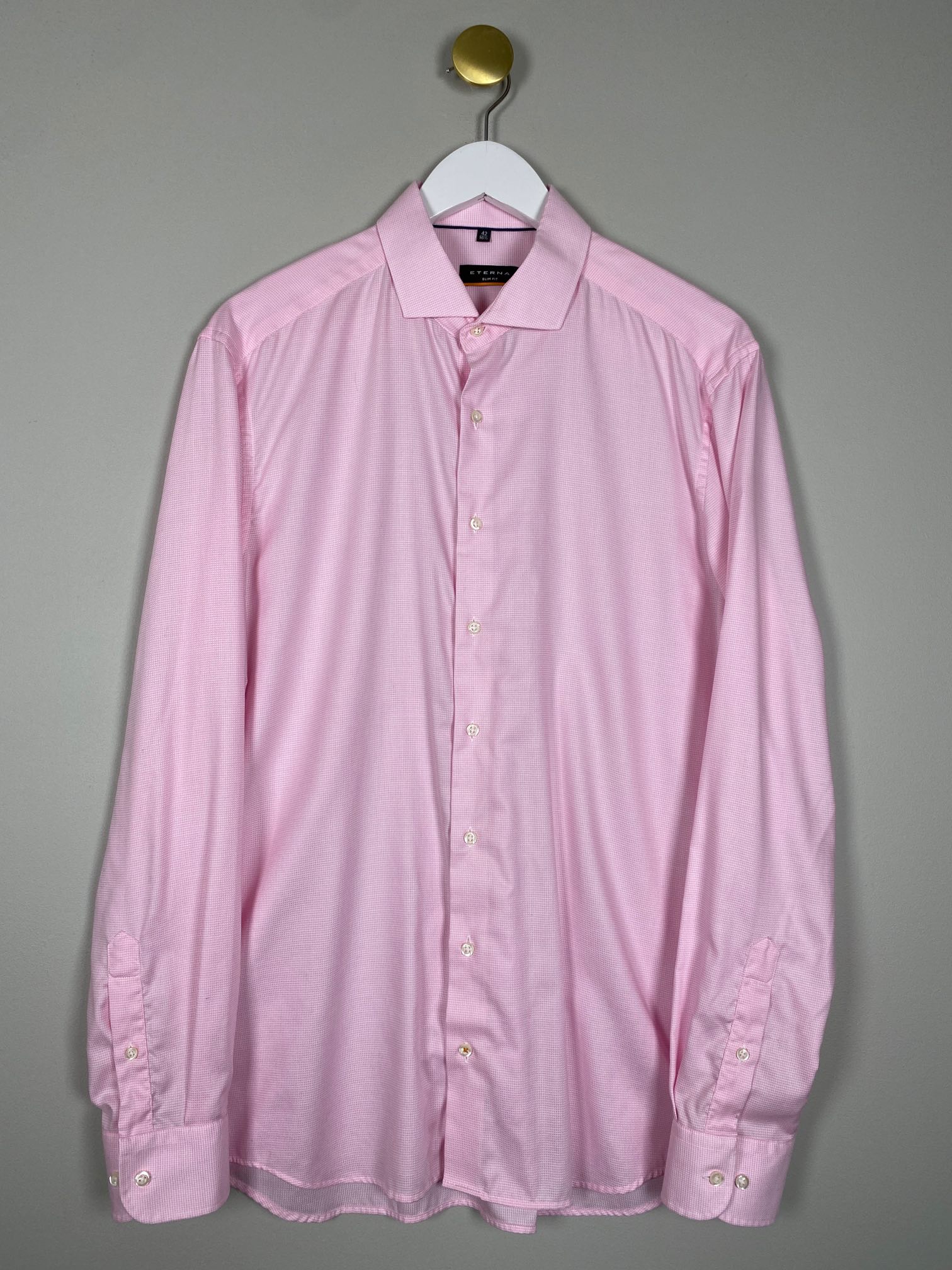 Eterna str. 42 <br/> lyserød skjorte, slim fit