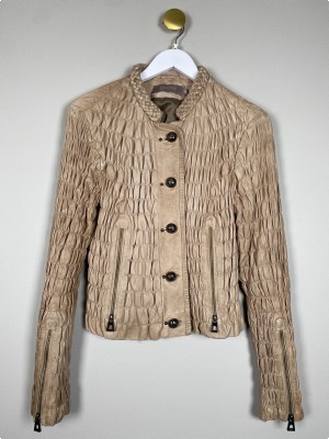 Gustav str. 38 <br/> beige læderjakke med stretch