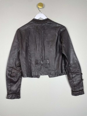 Day Birger Mikkelsen str. S <br/> Brun kort læder jakke