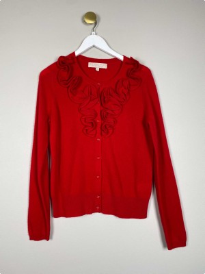 Fenn Wright Manson str. L <br/> rød strik cardigan med flæse