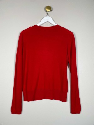 Fenn Wright Manson str. L <br/> rød strik cardigan med flæse