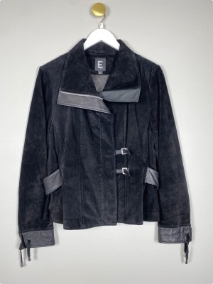 E str. M/L <br/> sort skindjakke