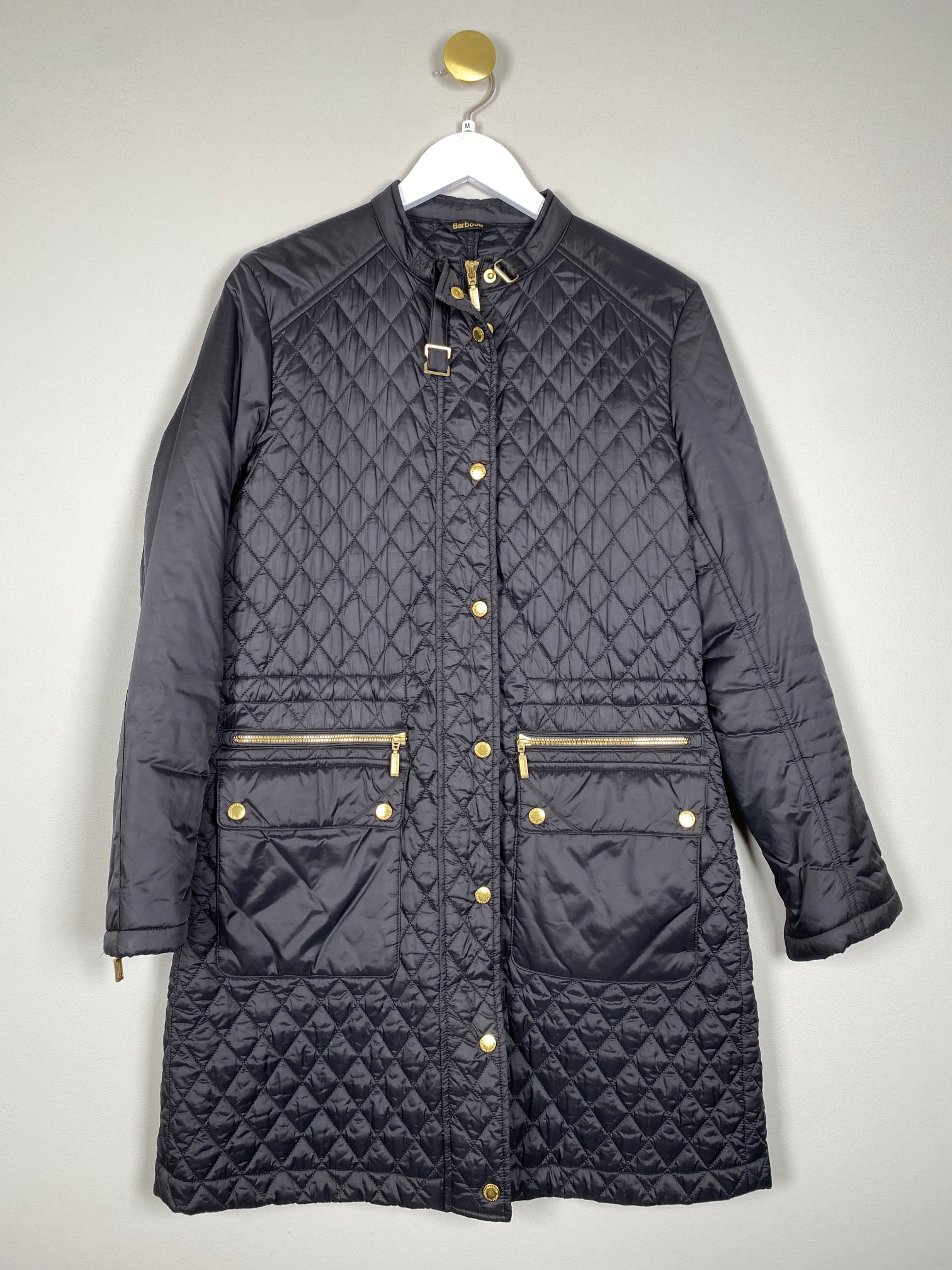Barbour str. M <br/> sort quiltet jakke