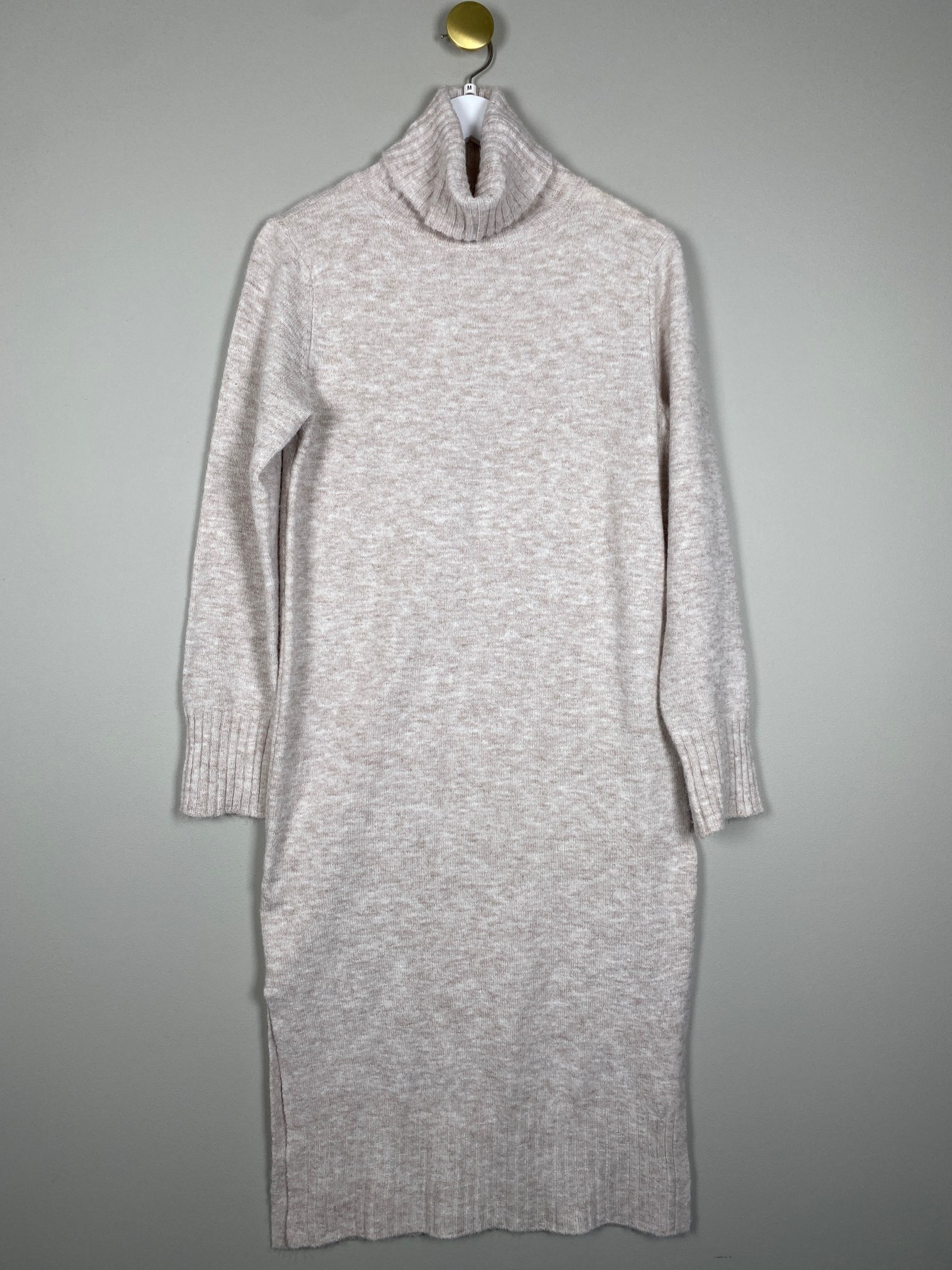 Noisy May str. M <br/> beige melange strik kjole