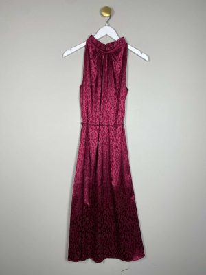 Sommerstedt str. S <br/> Kjole uden ærme med flæse i hals pink blomme