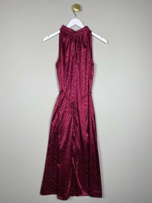 Sommerstedt str. S <br/> Kjole uden ærme med flæse i hals pink blomme