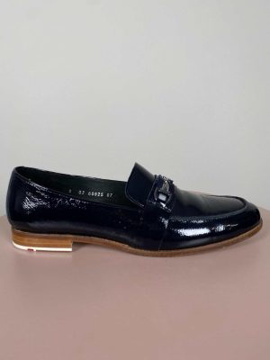 Lloyd str. 41,5 <br/> sorte loafers med spændedetalje