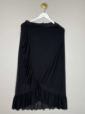 Yas str. S <br/b> sort nederdel med slå-om illusion