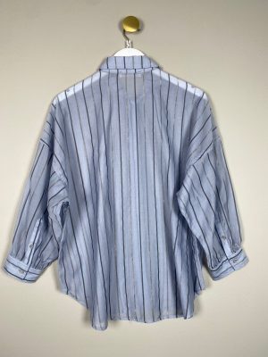 Co Couture str. S M <br/> grå skjorte med sølv og koksgrå stribe