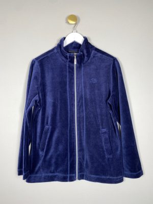 Brandtex str. L <br/>blå velour ziptrøje
