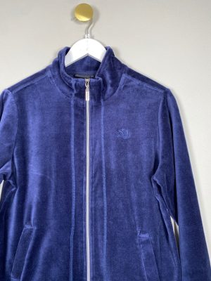 Brandtex str. L <br/>blå velour ziptrøje