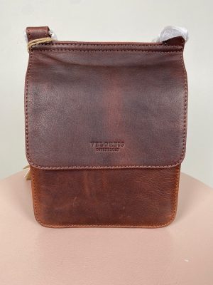 Velorbis brun bøffellæder crossbody med web rem